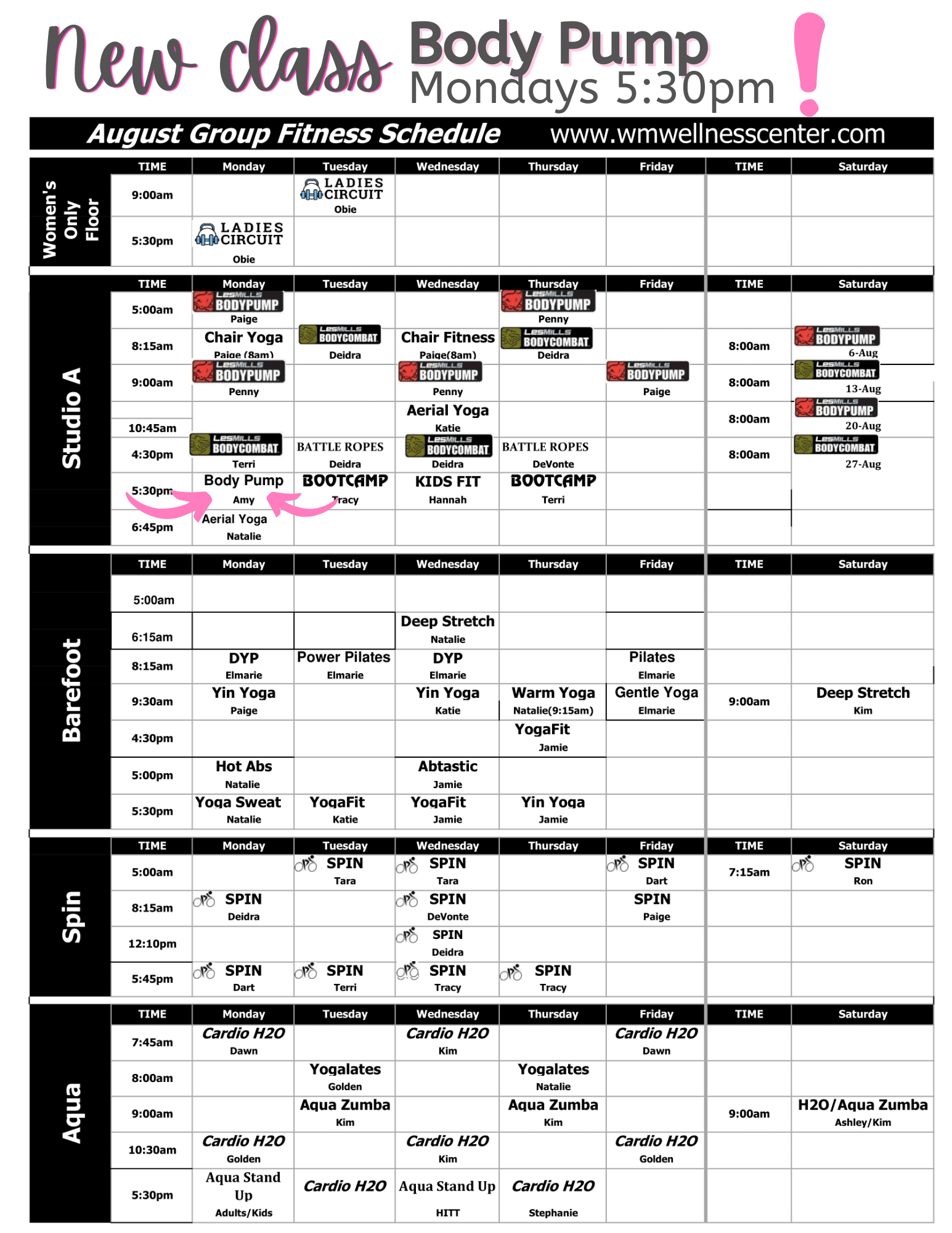 Class Schedule August-1