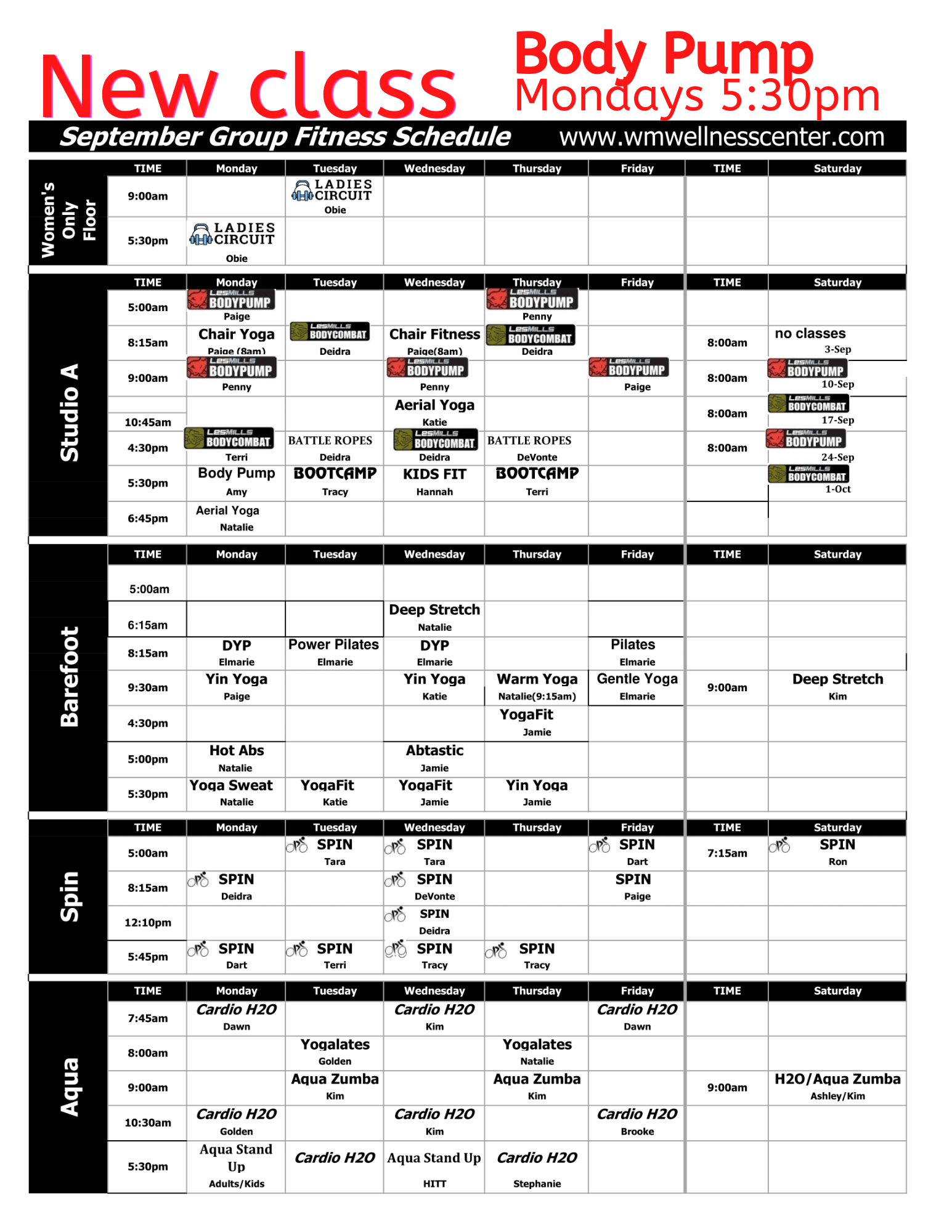 class schedule September-1