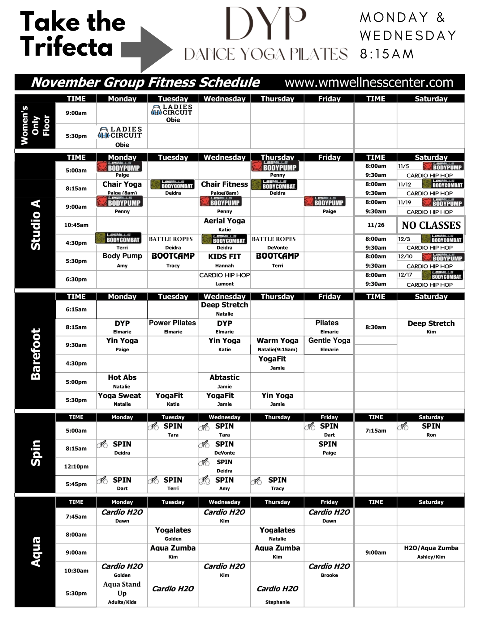 Class schedule november TRI