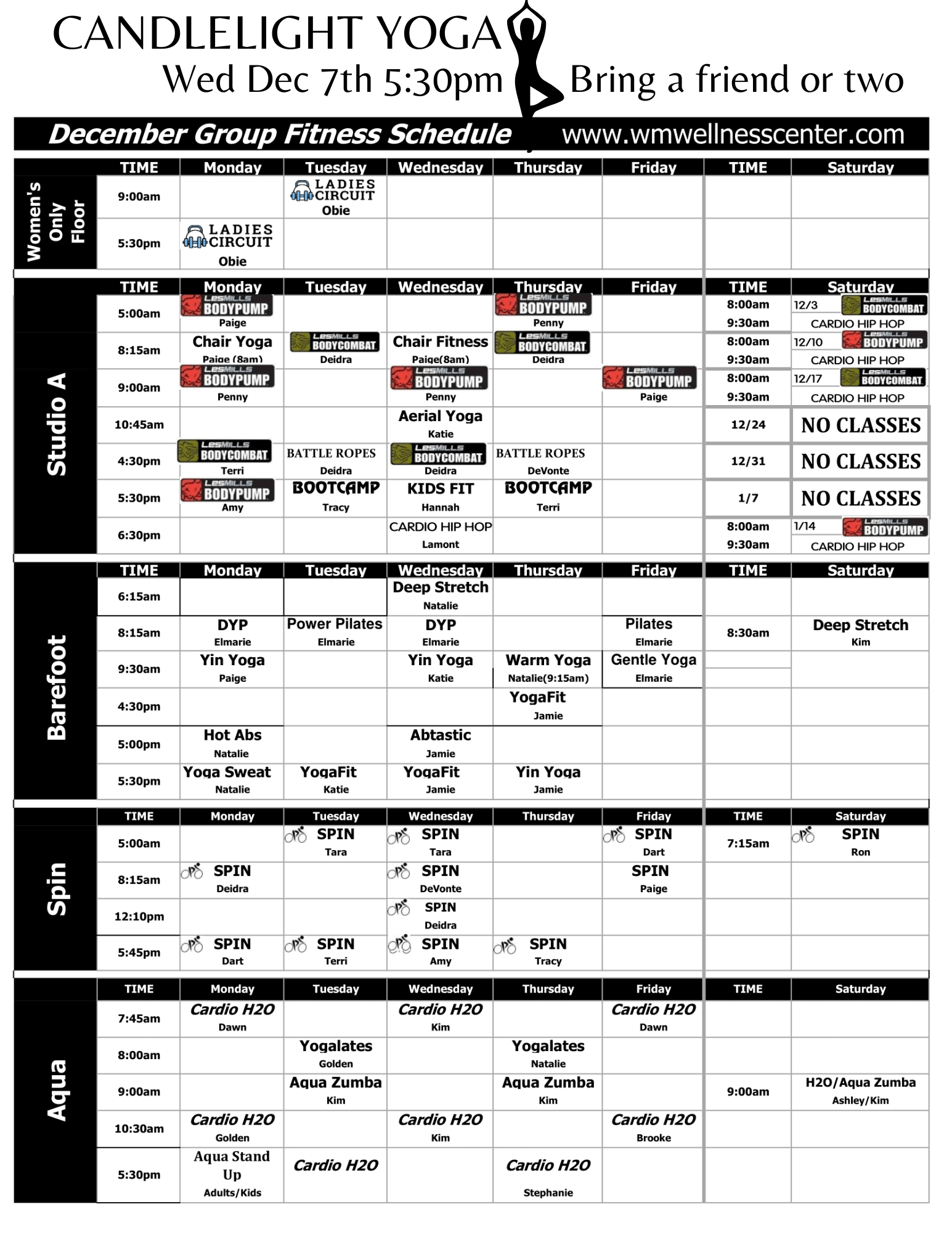 class schedule December-1
