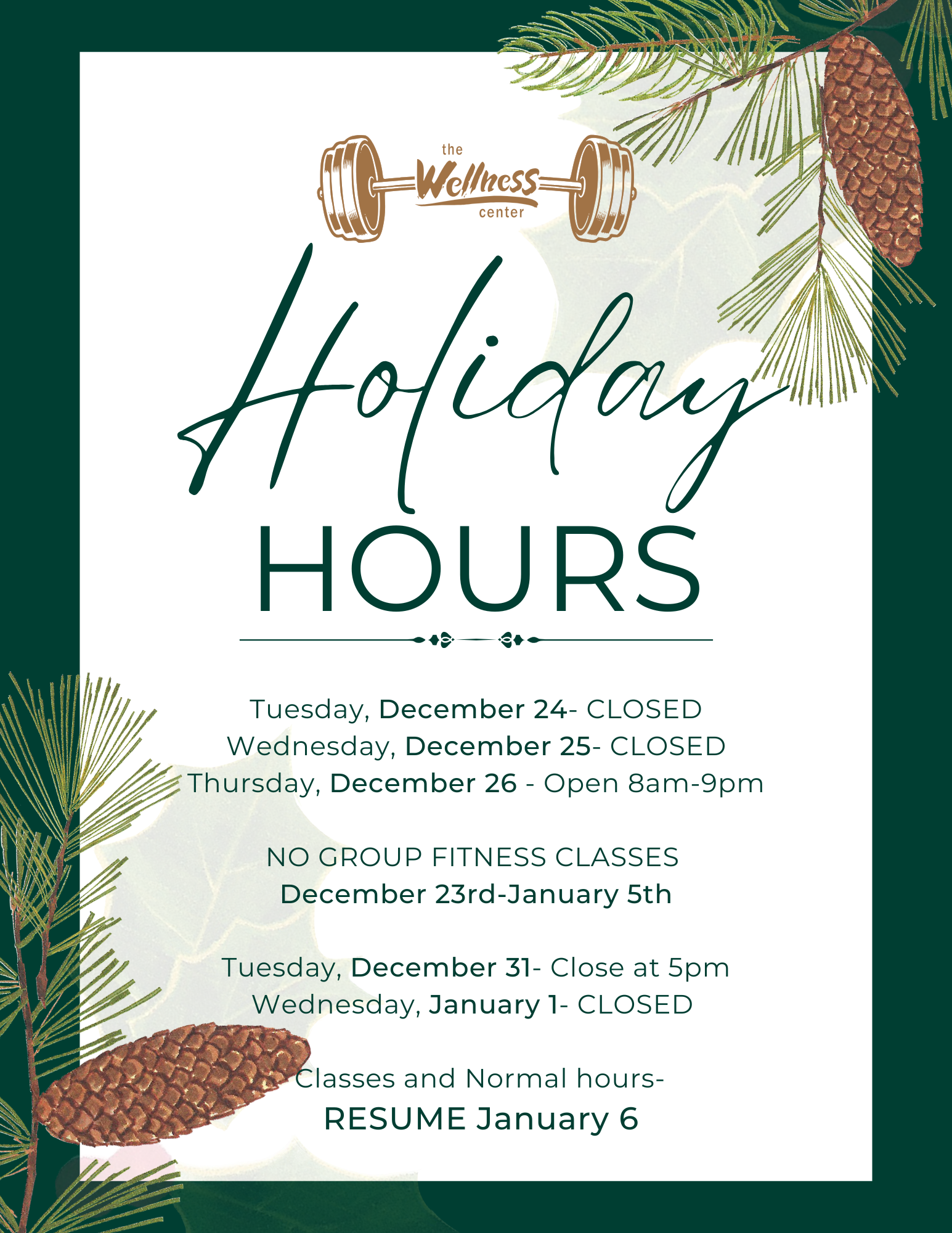 Holiday hours 2024