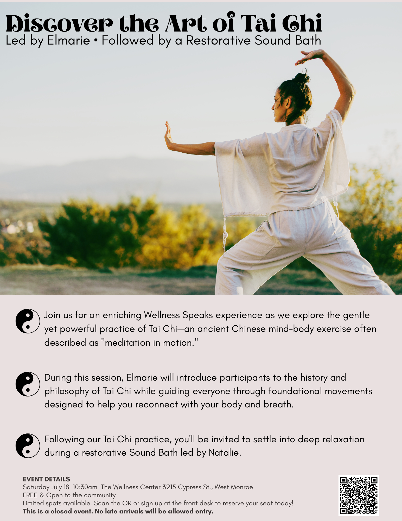 FLY tai chi sound bath wellness speaks