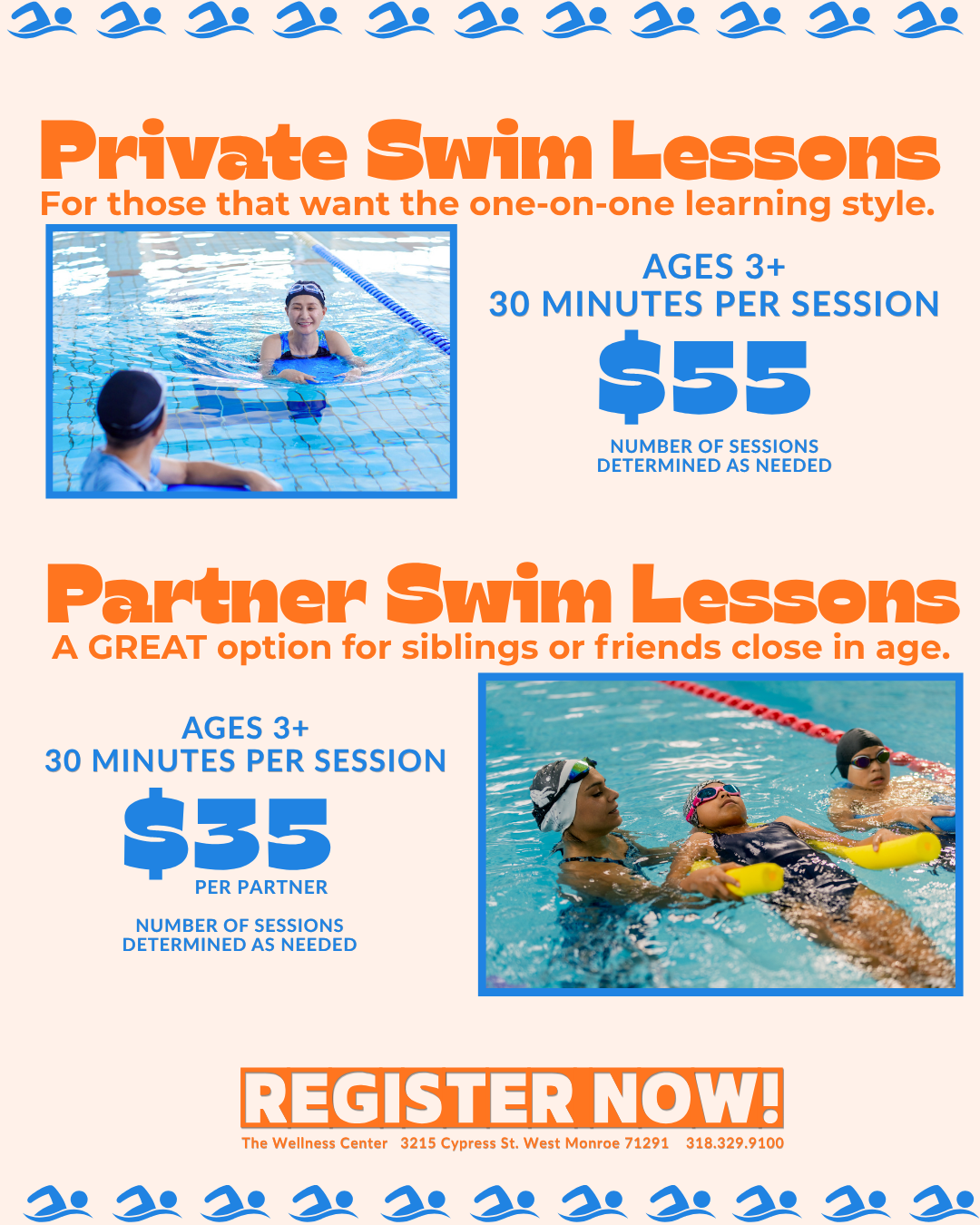 private and partner SWIM LESSONS (Facebook Post)
